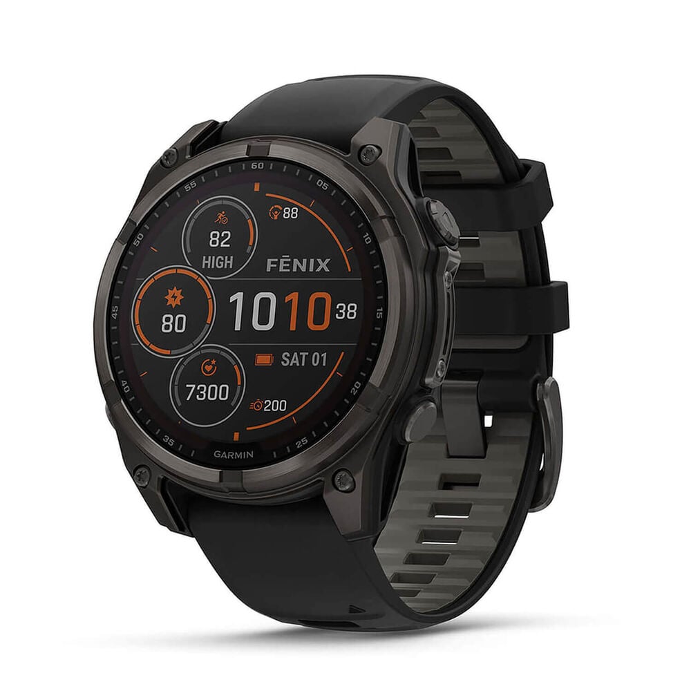 RELOJ GARMIN FENIX 8 SOLAR SAPPHIRE 47MM CARBON GRAY DLC TITANIUM - BLACK BAND 010-02906-10